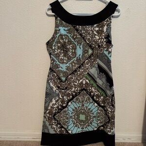 Connected Women's Dress Sz12 Petite Floral Sheath Sleeveless Back Zip Cocktail
